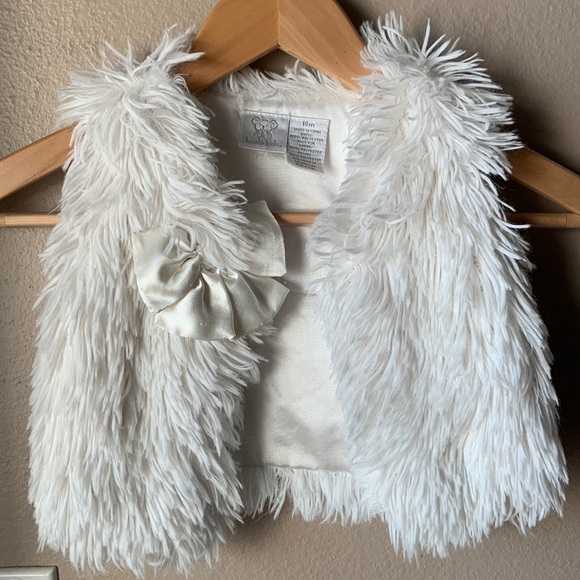 KOALA KIDS White Faux Fur Vest with Bow - Picture 1 of 7